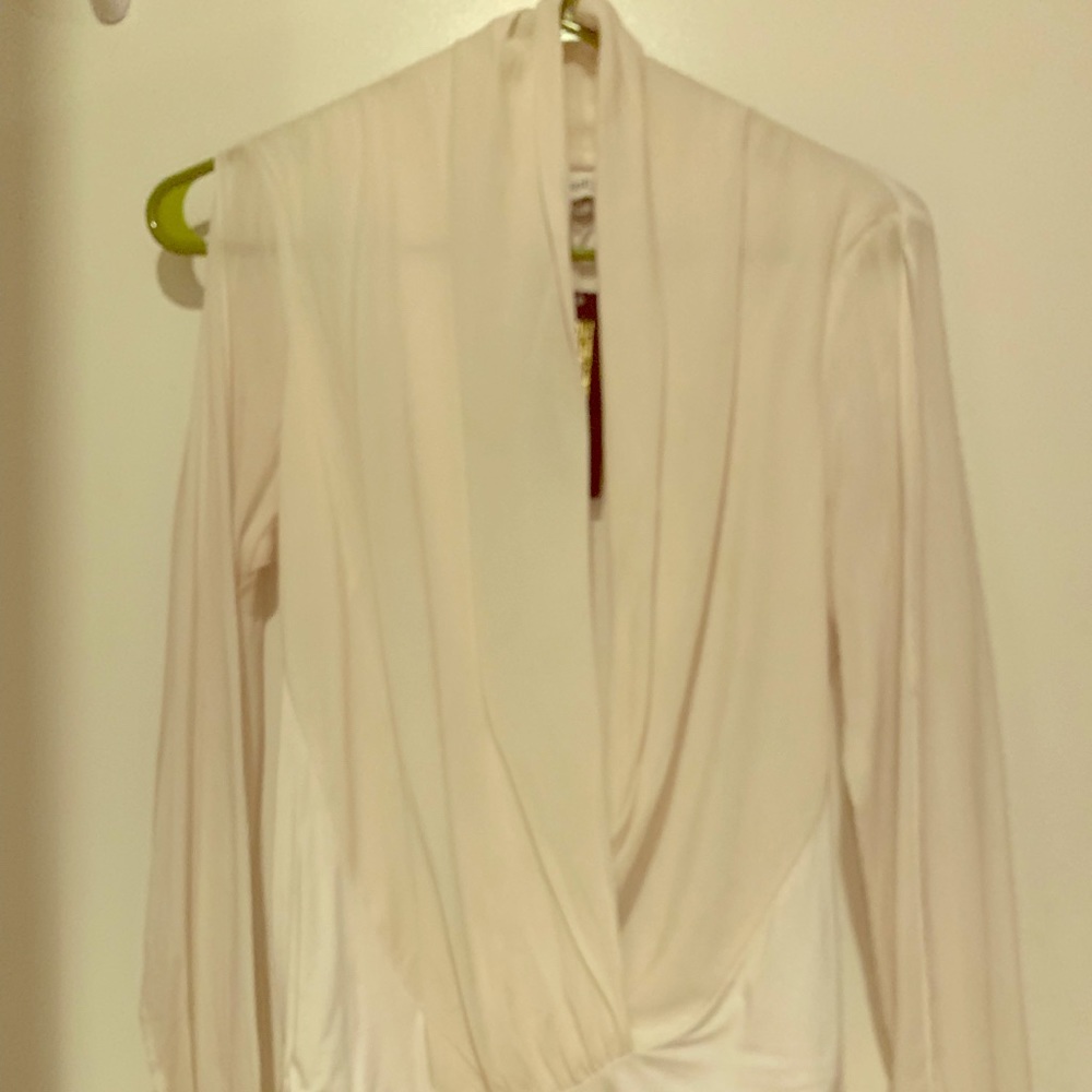 Split-sleeves cream bodysuit by Bebe